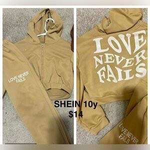 SHEIN Tan Love Print Hoodie and Joggers